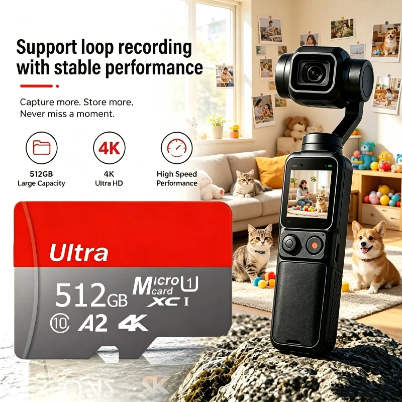 2TB High-Speed A2 4K SD Card 512GB 256GB 128GB Memory Card 1TB Micro TF SD Adapter for Car Smartphone/Tablet/PC Cross-Use