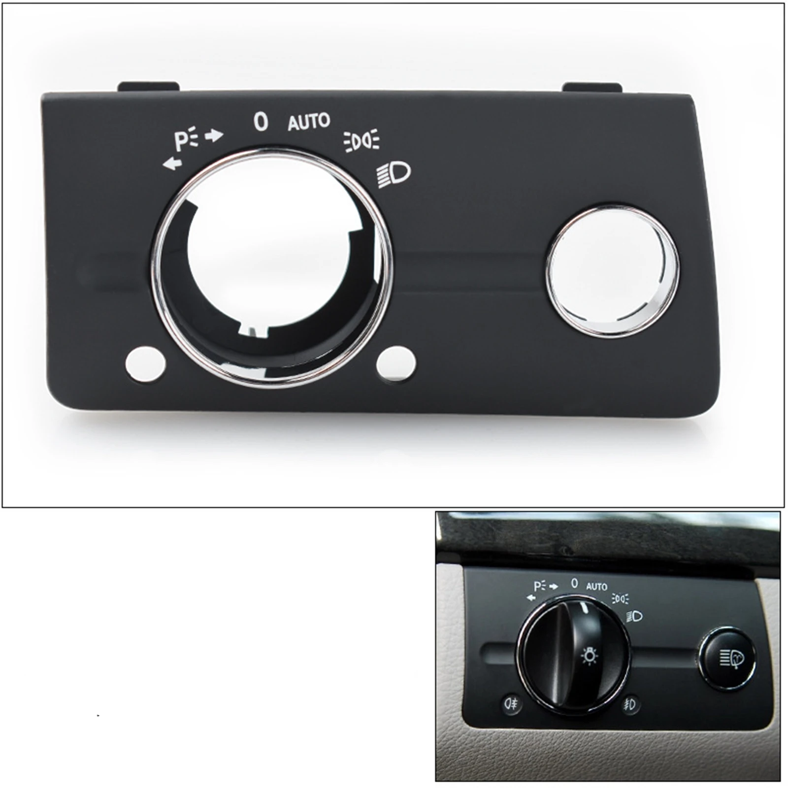 

Headlight Switch Panel Cover Trim For Mercedes Benz E-Class 2003-2008 Black Headlamp Front Head Light Lamp Knob Key Cap Kit Only