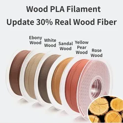 Wood 3D Printer Filament,Wood PLA Filament 1.75mm,Wood Color More Than 30% Real Wood Fiber White Pine/Sandalwood/Ebony/Rosewood