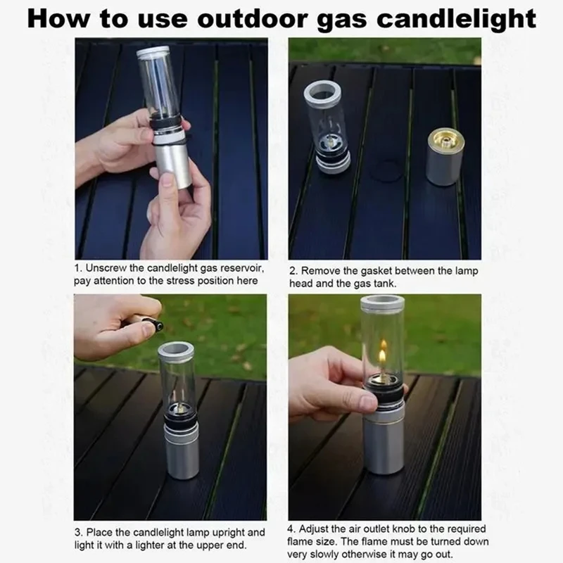 Windproof Portable Gas Lantern For Camping Adjustable Outdoor Gas Candlelight Lamp For Mountaineering Fishing & BBQ