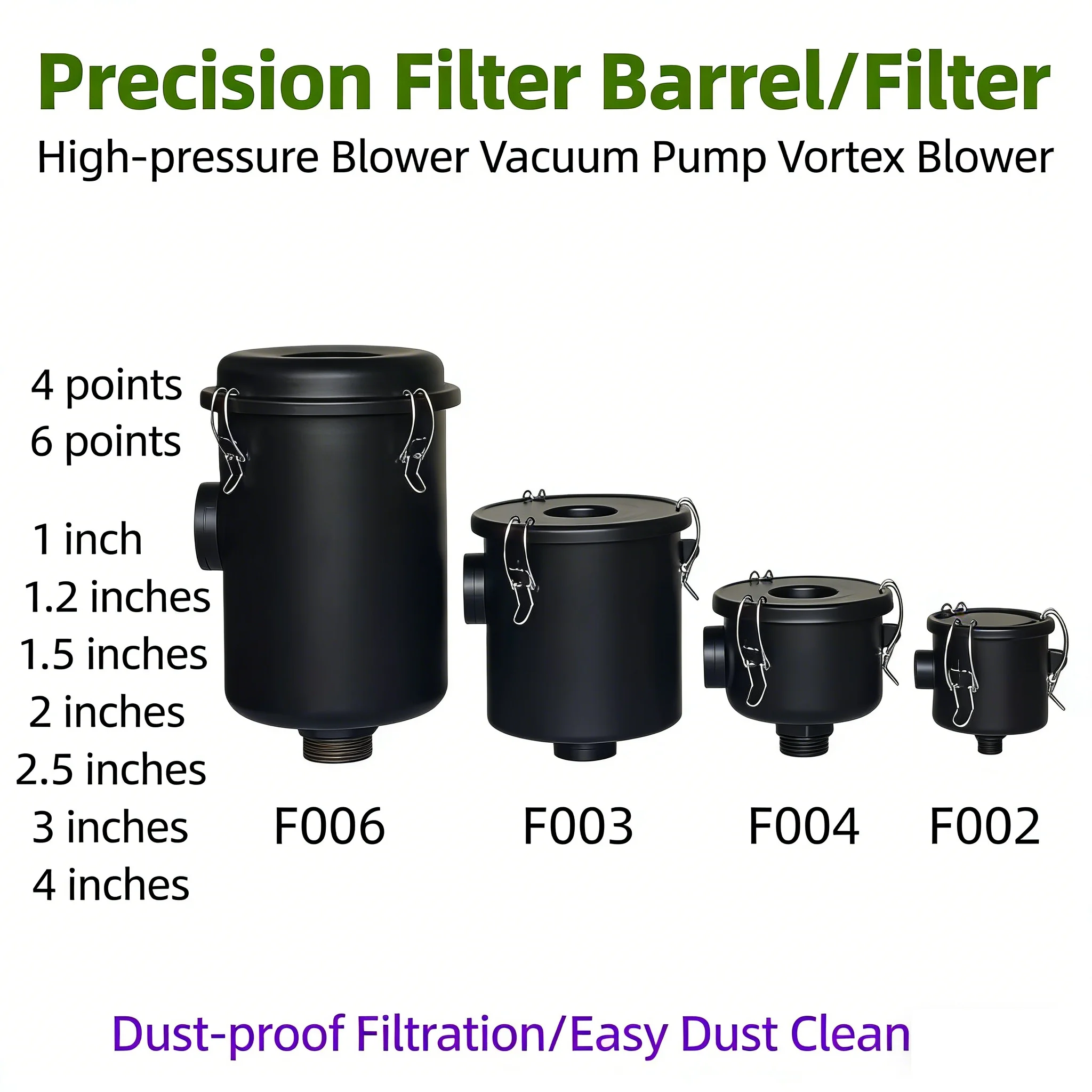 F002 F003 F004 F006 Filter Male Female 1/2 3/8 3/4 Thread Air Pressure Blower Vacuum Pump Intake Dust Filter Element