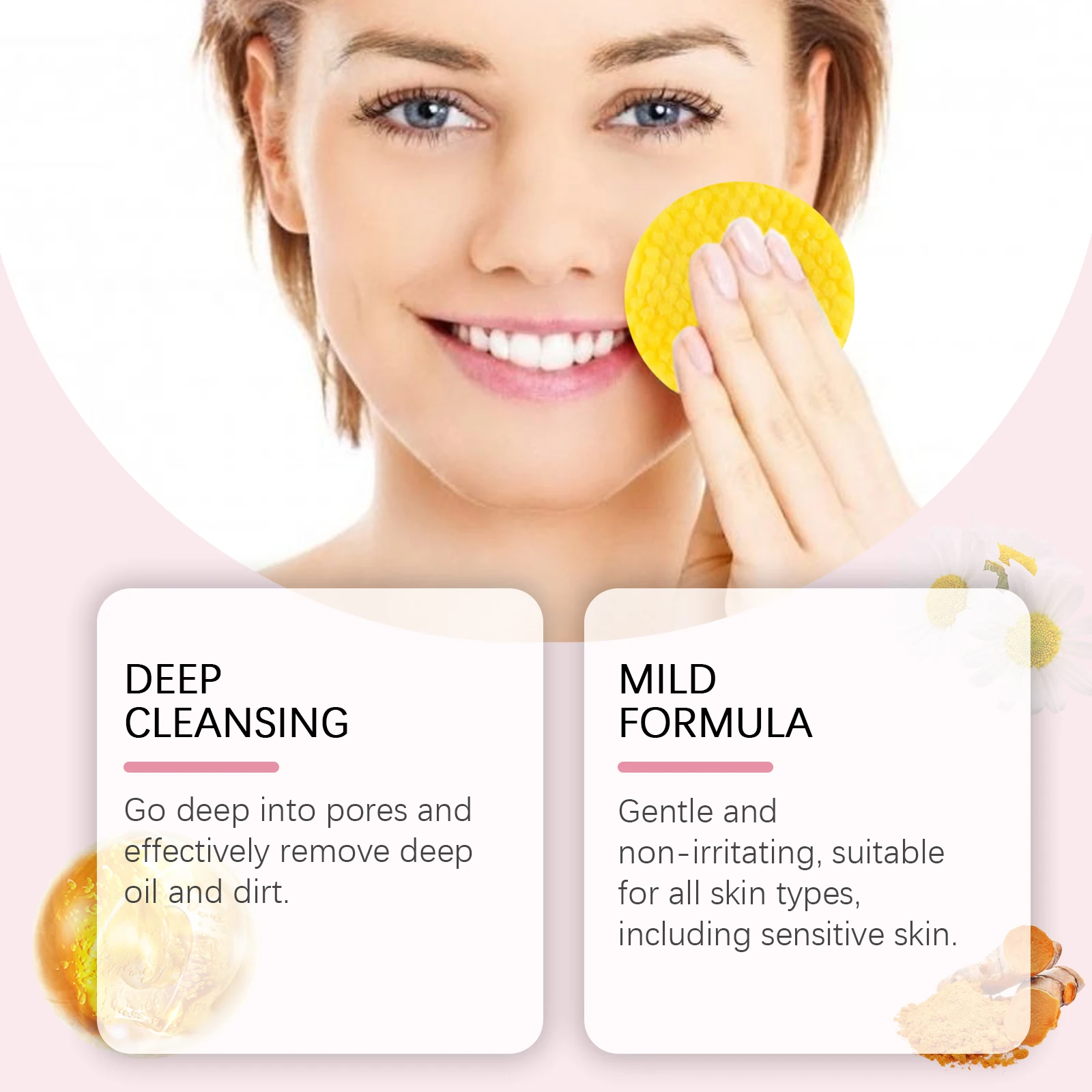 Turmeric Kojic Acid Facial Exfoliating Cleansing Pads Lemon deeply Cleansing skin brightening Whitening Cotton pad skin care