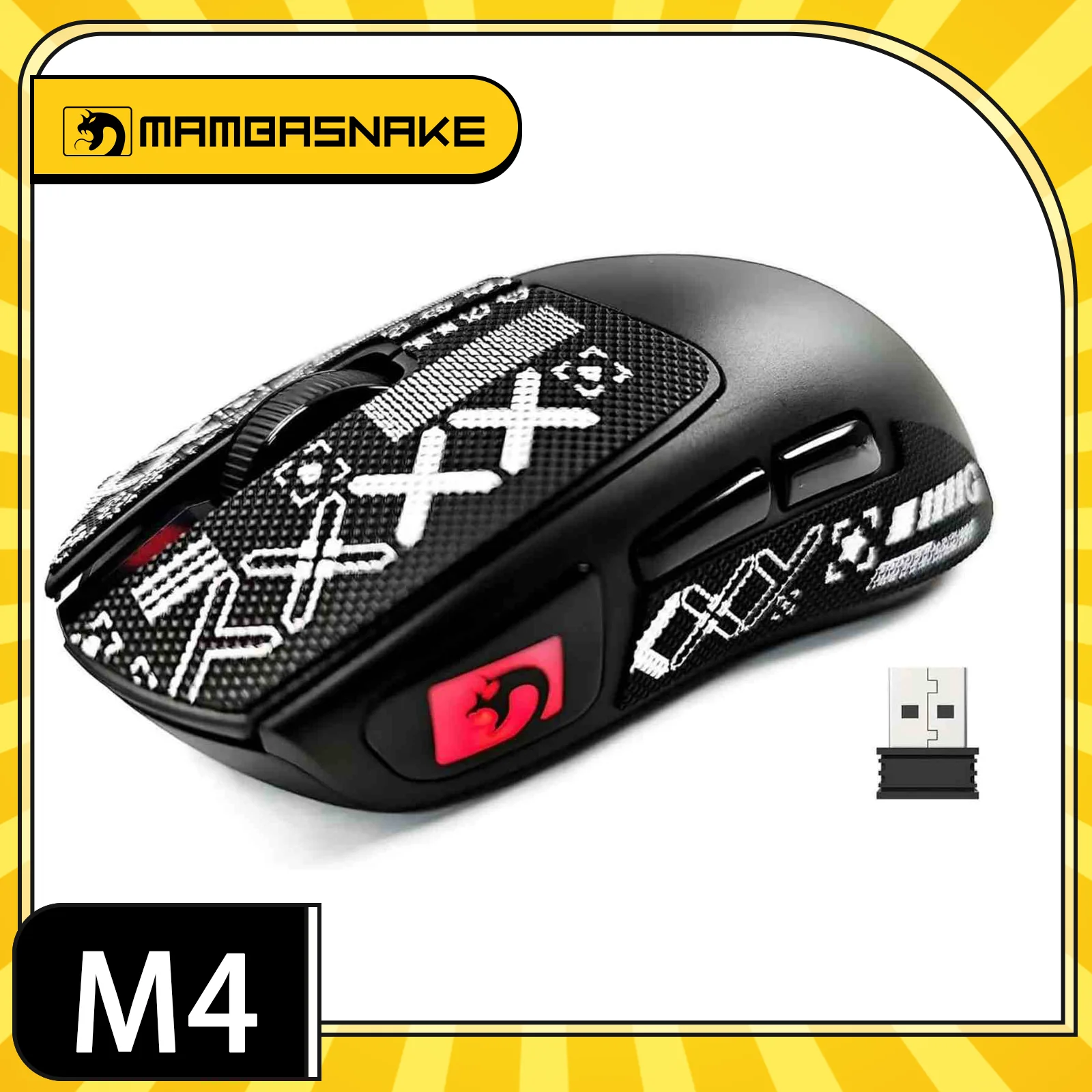 MAMBASNAKE M4 Wireless Gaming Mouse, 52g Lightweight BT/2.4Ghz/Wired Computer Mouse, PAW3311 24K DPI Optical Sensor