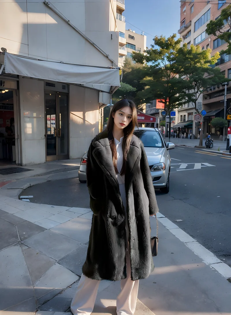 Women\'s dress Winter sweater Korean version of all matching temperament warm mink fur coat smoke-grey blue imitation fur coat fo