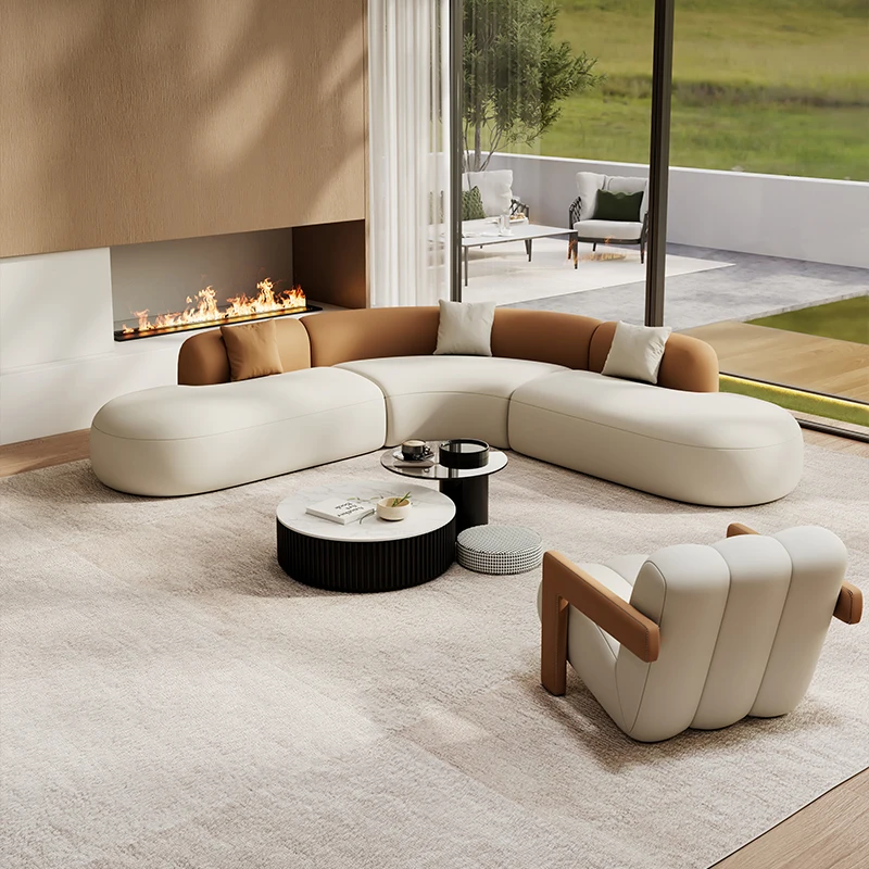 Sofa Melengkung Estetika Mewah Santai Modern Lounge Desainer Sofa Ruang Tamu Trendi Dekorasi Kamar Hotel Seni Furnitur Muebles