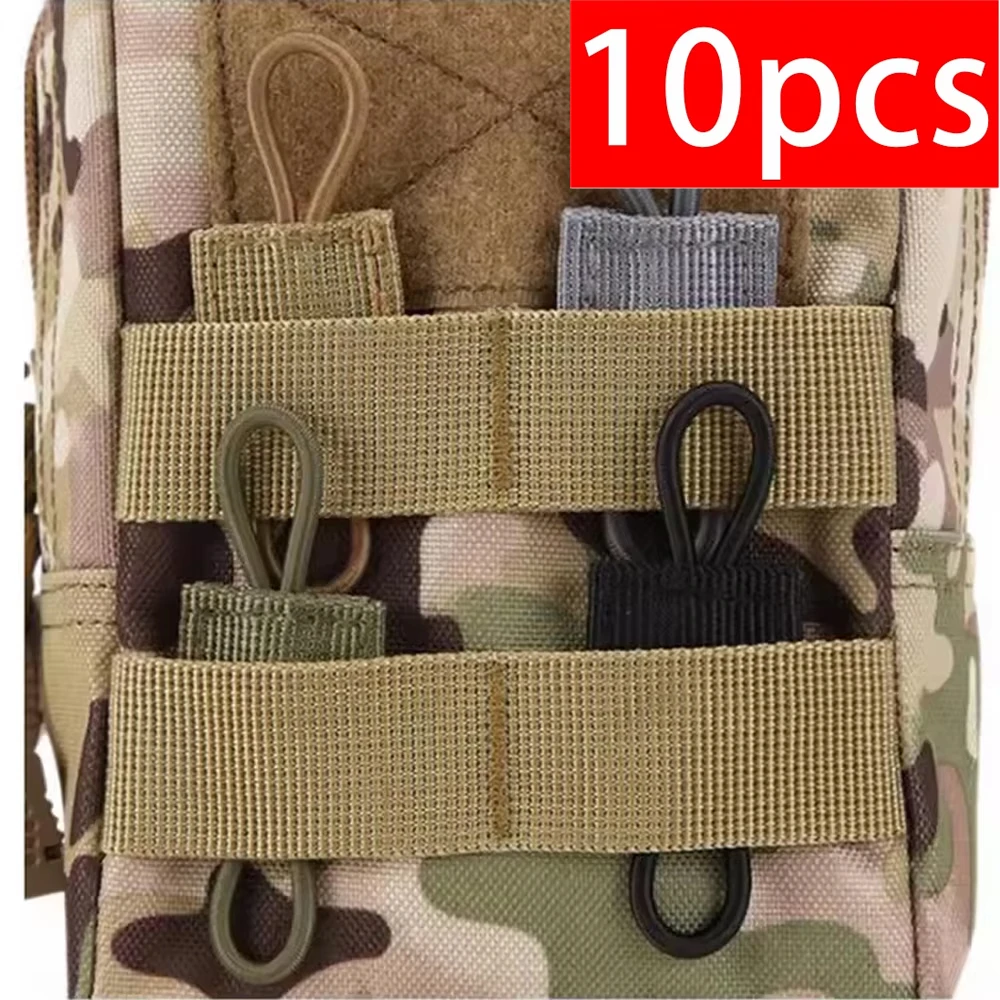 10pcs Molle Elastic Strap Tactical MOLLE System Webbing Retainer Attachment Accessories Fix Buckle For PPT Antenna Flashlight