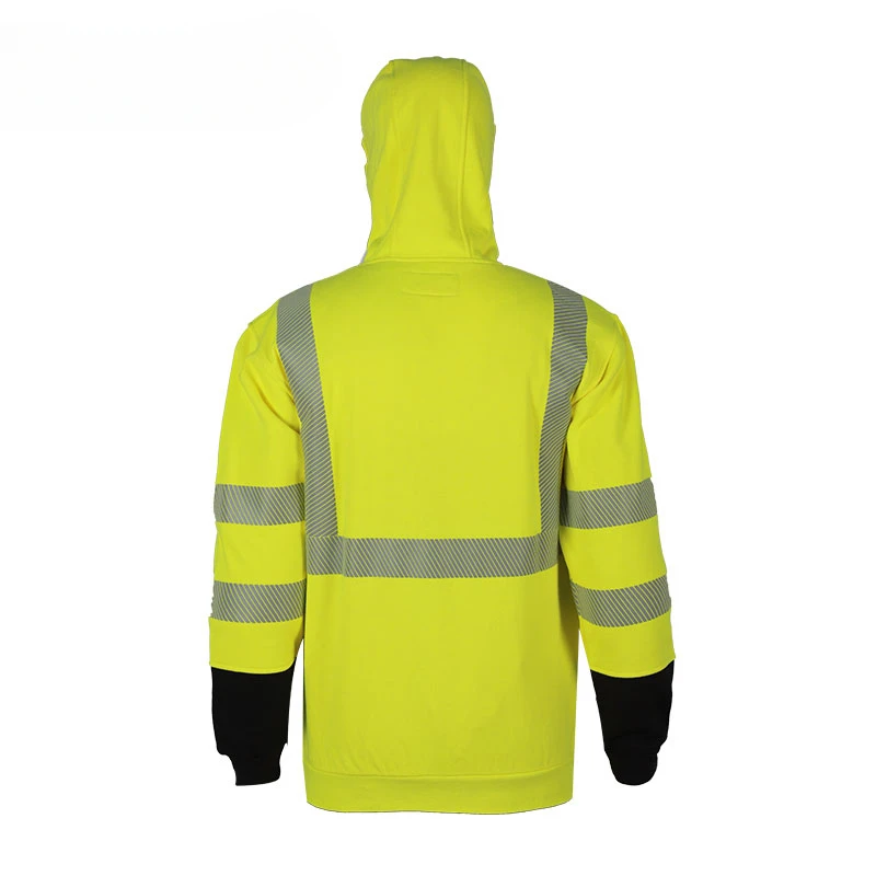 In Stock Inherently Modacrylic 12OZ Blend Fleece Yellow Black Safety Workwear Mechanical FR Engineering Hi Vis Work Hoodies