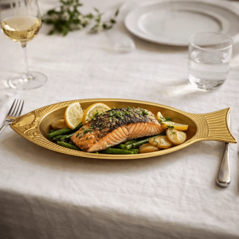 Creative Stainless Steel Steamed Fish Plate Thickening Durable Fish Shaped Plate Korean Style Serving Plate Hotels