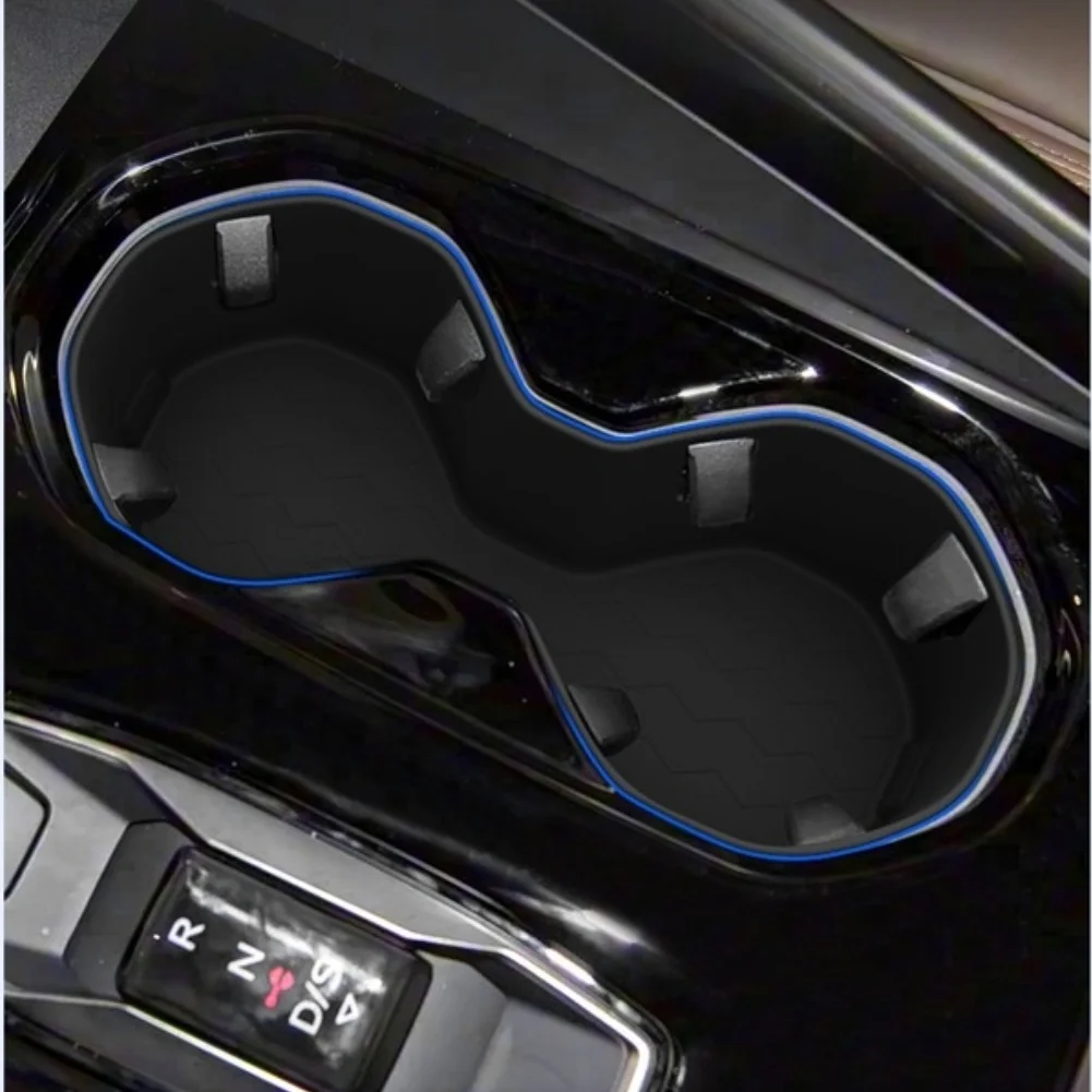 Rattle Silicone Cup Holder for Q5L 20For 26 Center Console Insert 19.4 8.3 7cm Black Non Slip Stain Resistant Build