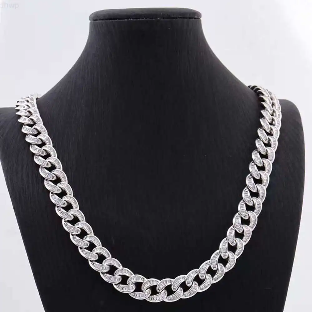 Creative Charm 925 Silver Moissanite Diamond Cuban Chain Trendy Hip Hop Necklace for Men