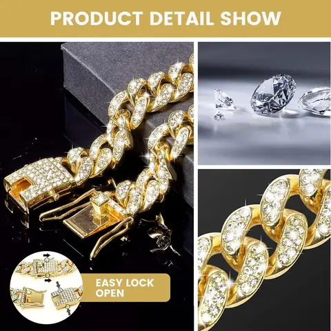 डॉग चेन डायमंड क्यूबन कॉलर वॉकिंग मेटल चेन कॉलर डिज़ाइन सिक्योर बकल के साथ, पालतू बिल्ली क्यूबन कॉलर ज्वेलरी एक्सेसरीज़ 8 best sales कुत्ते की चेन कॉलर - №1