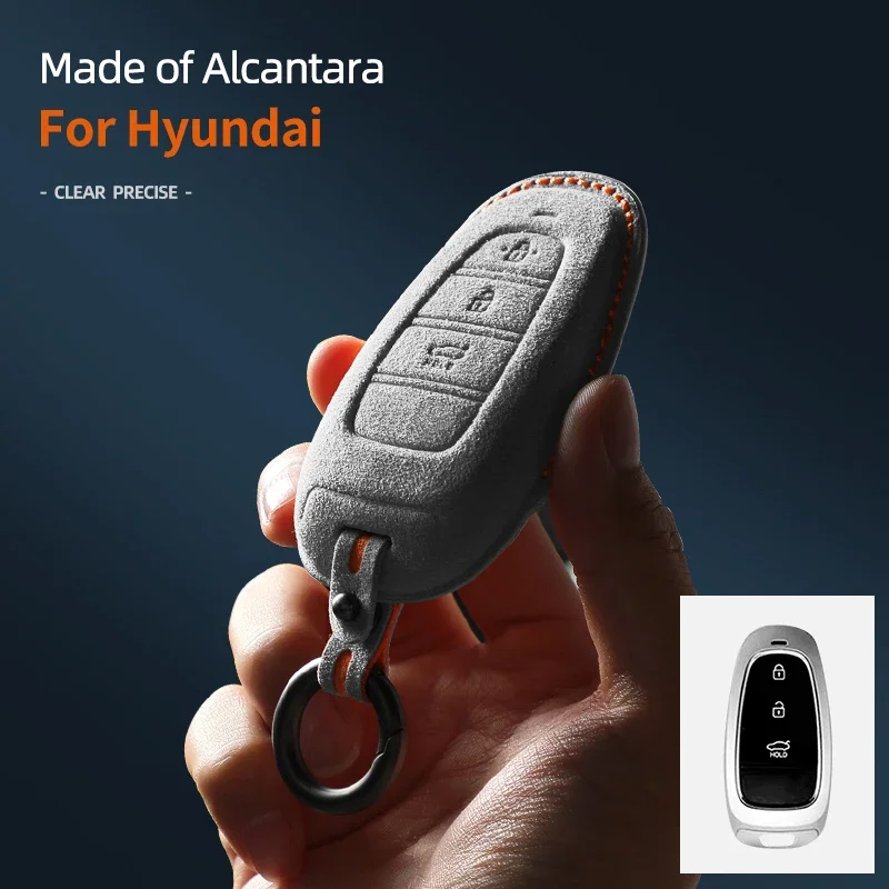 

Alcantara Car Key Protective Case Shell Key Buckle For Hyundai Sonata Lafesta Elantra Santafe Mistra Ix25 Ix35 I20 Accessories