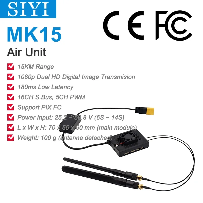 Unidad de aire SIYI MK32 HM30 MK15 con transmisión de imágenes Full HD 1080p de largo alcance SBUS PWM Ethernet Mavlink Telemetría Datalink