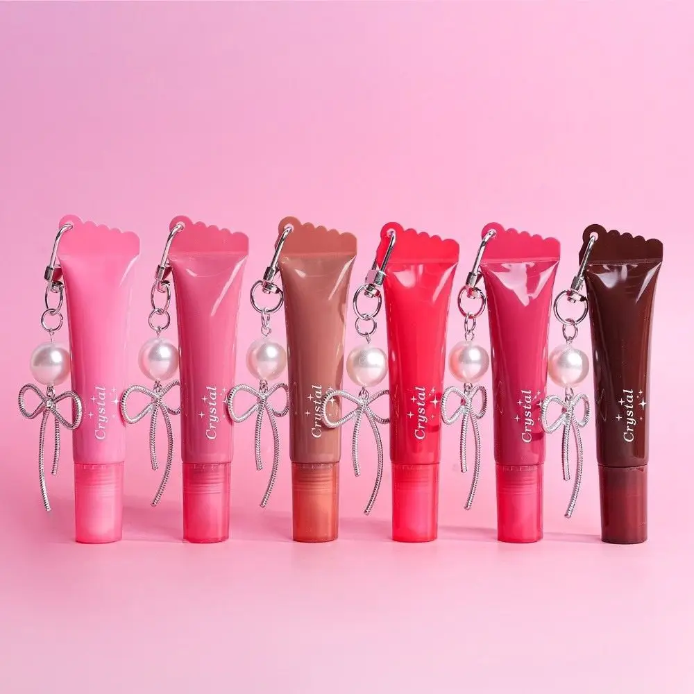 New Hydrating Mirror Lip Gloss Shiny with Bow Keychain Hydrating Gloss Lip Moisturizing Lipstick Beauty Cosmetics