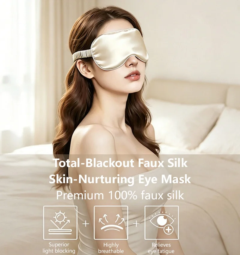 Double-Sided Silk Sleeping Eyeshade Light Blocking Breathable Travel Sleep Eye Mask Shields Protective Safety Goggle Eye Wear view 5