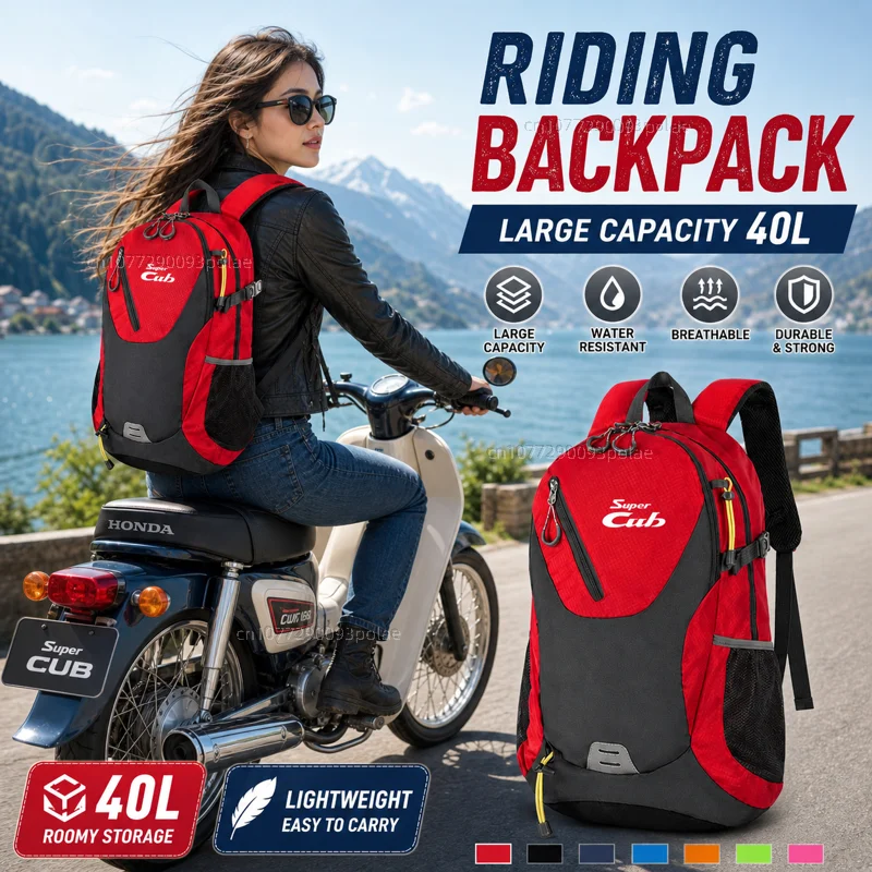 For Honda Super CUB C70 90 110 C125 Large Capacity Waterproof Outdoor RRacing travel Men waterproof Backpack Bag Motorcycle Gift