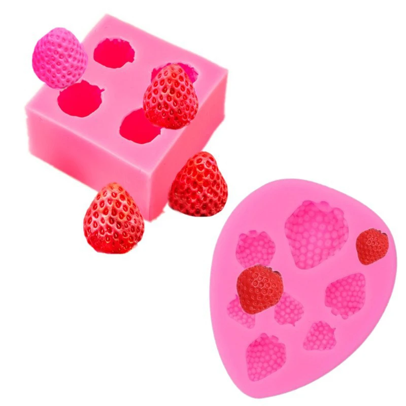 3D Strawberry Candle Silicone Mold Handmade Aromatherapy Wax Mould Fondant Chocolate Resin Molds Home Handicraft Decor