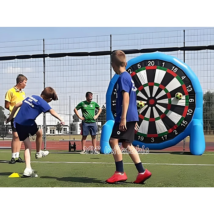 Premium 2 in 1 Inflatable Soccer Dart Board with Sticky Balls and Soccer Goal for Carnival Game Safety Certified