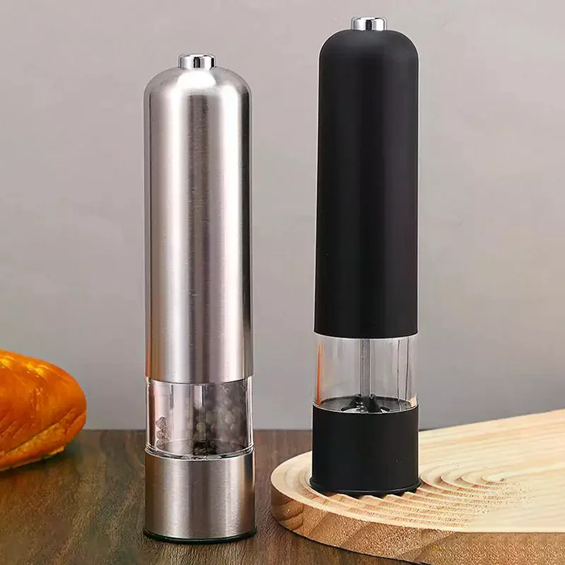 1/2PCS Electric Salt Pepper Grinder Set One Handed Operation Stainless Steel Spice Mill With Light Automatic Pepper Grinde