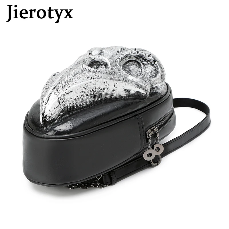 JIEROTYX Gothic Embossed Skull Travel Backpack Women Halloween Gift Shoulder Anti-theft Bag Ipad Pocket Pouch Mochila Girls