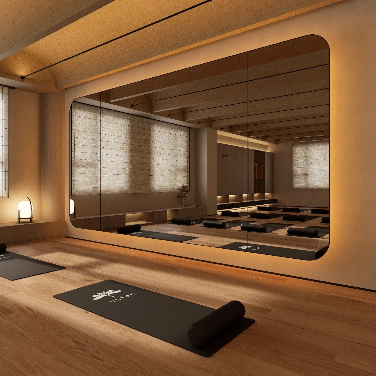 Specchio da palestra personalizzato in vetro grande da 4 mm Specchio moderno con cornice per yoga fitness in aula per studio di danza montato a parete per uso in palestra