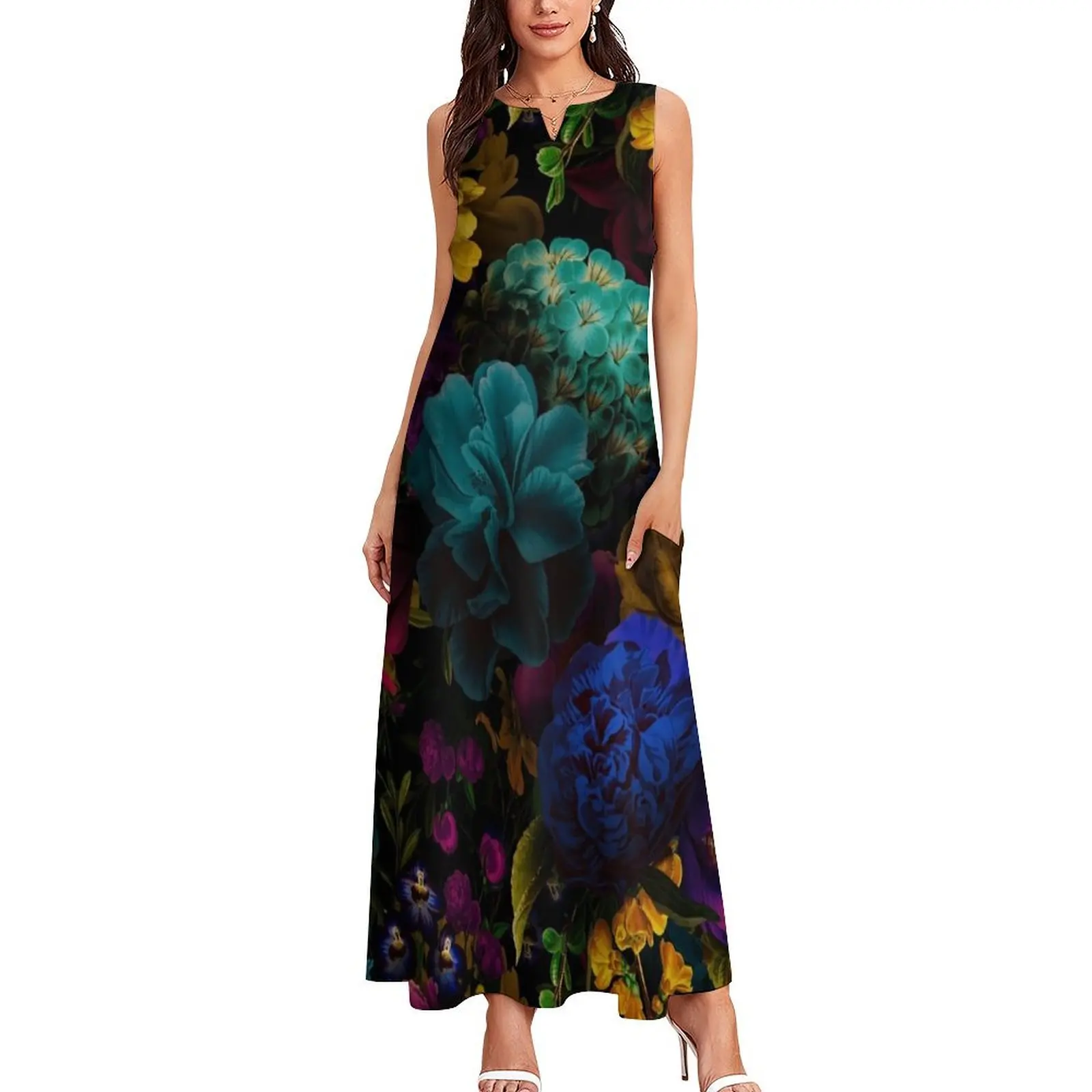 Mystical night II Botanical Night Garden Long Dress party dress women elegant luxury dress korean style