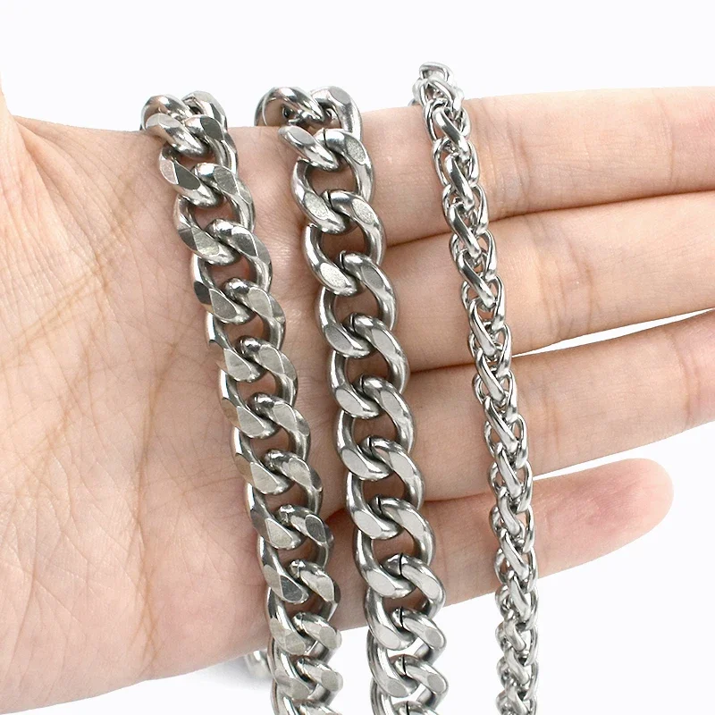 100/200 cm 3-12mm schaukel Tasche Edelstahl Metall Kette Männer Frauen Hosen Dekor Schnallen Schmuck Twisted Ketten DIY Zubehör