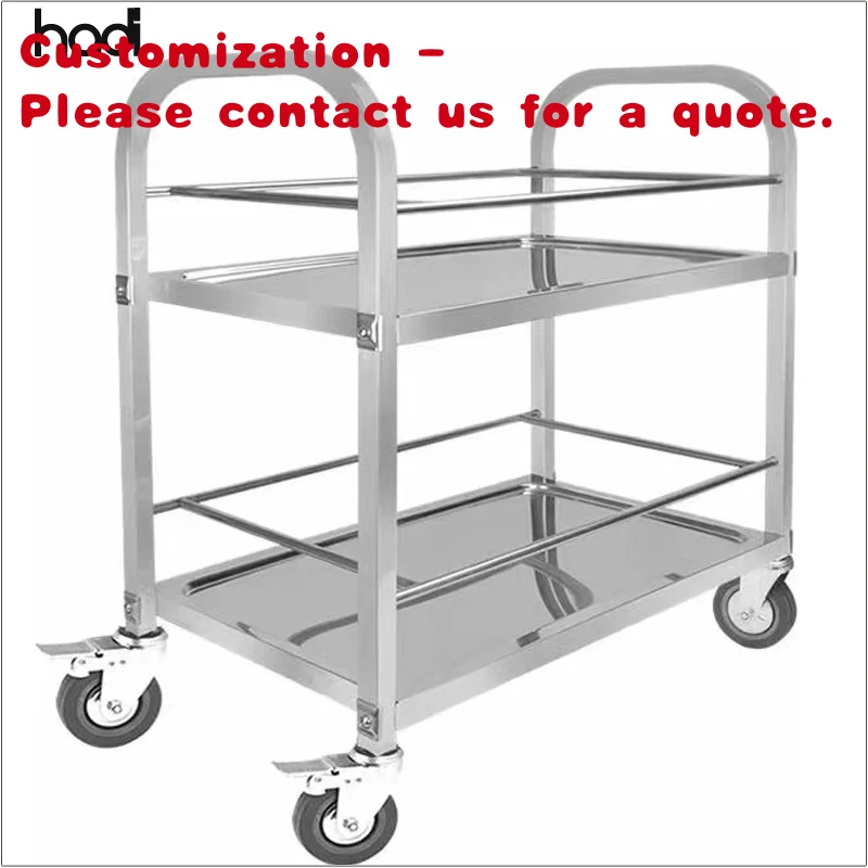 

custom.Guangzhou Kitchen Supplies 2-Tier Stainless Steel Folding Service Trolley Hospital Buffet Cart Hotel Restaurant Us