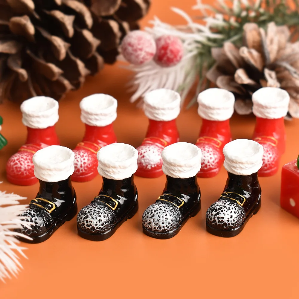 10pcs Cartoon miniature Santa Claus cotton boots resin jewelry pendant diy handmade Jewelry accessories making for keychain