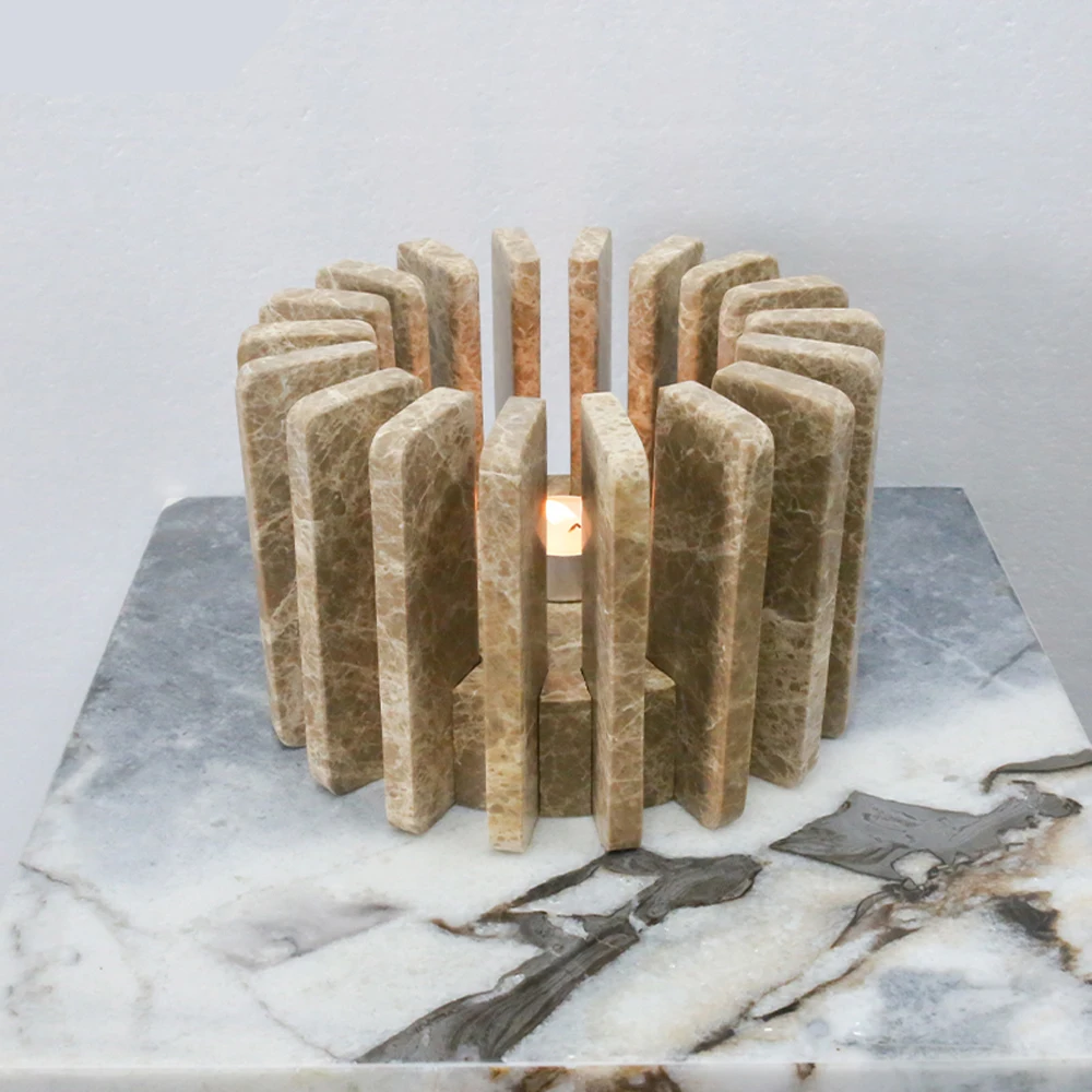 Wedding Decorative  Candle Holder New Design Handmade Yellow Marble Candle Holder