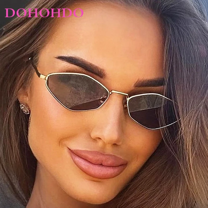 

New Fashion Metal Rimless Polygonal Mens Sunglasses Luxury Designer Glasses Female Summer Traveling Outdoor Driving Shades UV400