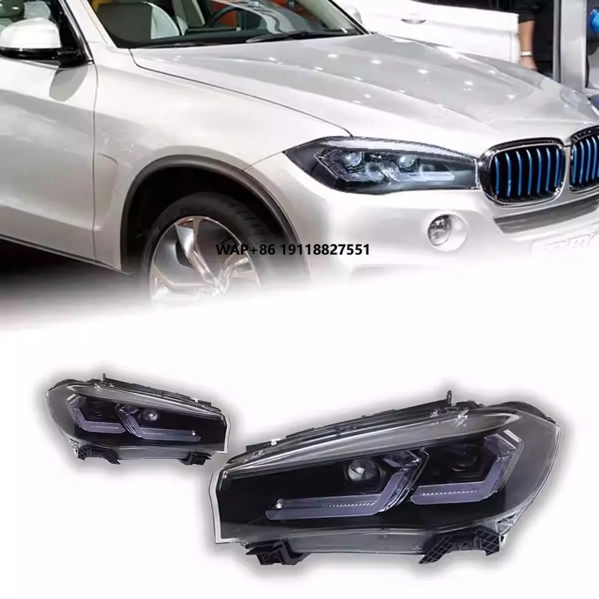 

Светодиодные фары для BMW X5 (F15) в сборе с LED-линзами, ДХО и поворотниками, 2014-2018 гг.