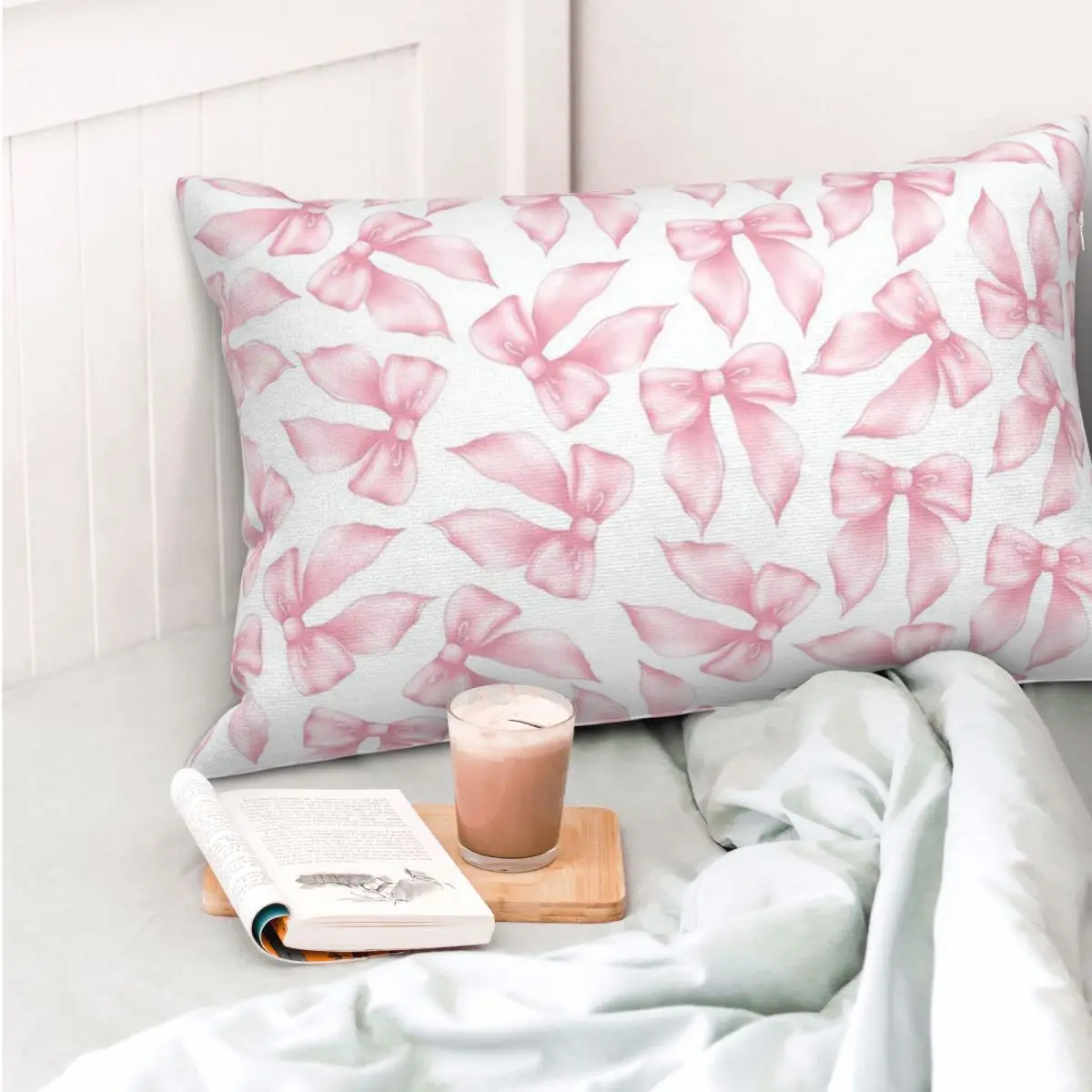 Housse de coussin rectangulaire rose à motif nœud Cochuette Bliss, décoration pour chambre à coucher, lit, maison, confort, coussin décoratif