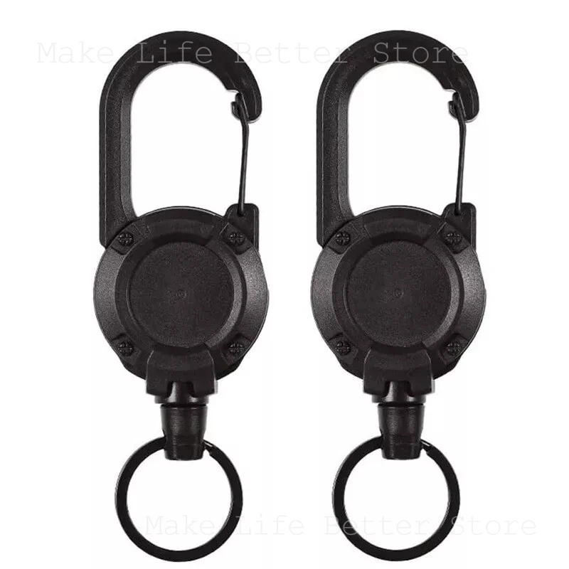 

Heavy Duty Pull Reel Carabiner Retractable Elastic Pull Rope Key Chains Easy Pull Buckle Tools Steel Wire Rope Buckle Outdoor