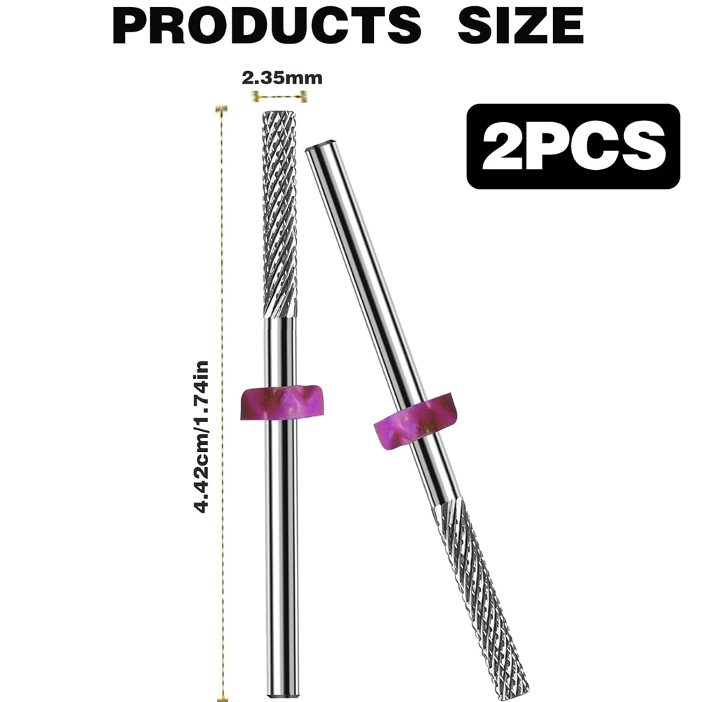 2pcs Fine Cuticle Nail Drill Bit, 3/32
