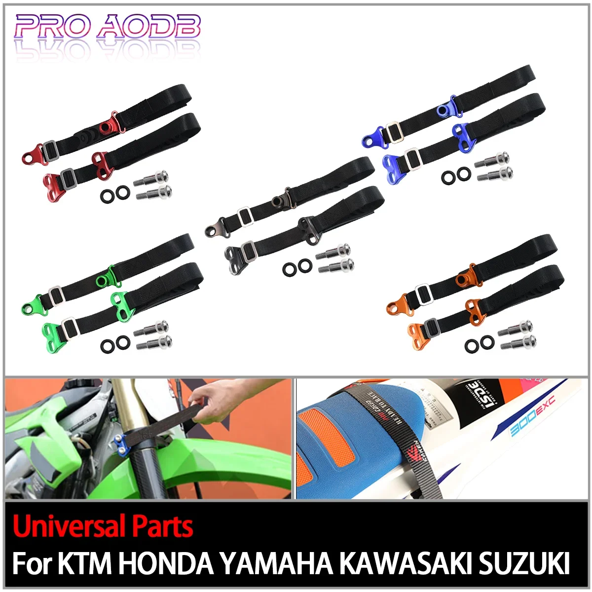 

For HONDA YAMAHA KAWASAKI CR CRF XR YZ WR WRF KXF KLX 85 125 150 250 450 R RX FNew CNC Front Rear Rescue Strap Sling Pull Belt