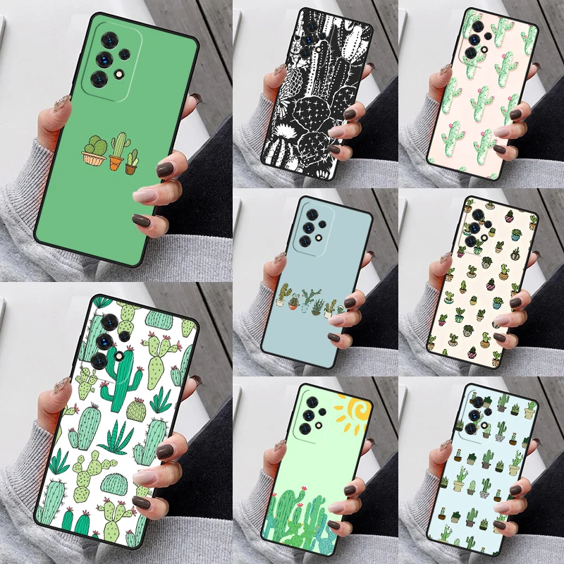 Cute Cactus Green Leaf Phone Case For Samsung Galaxy S25 S23 S30 S21 S20 FE S24 S22 Note 10 20 S8 Plus Ultra lite