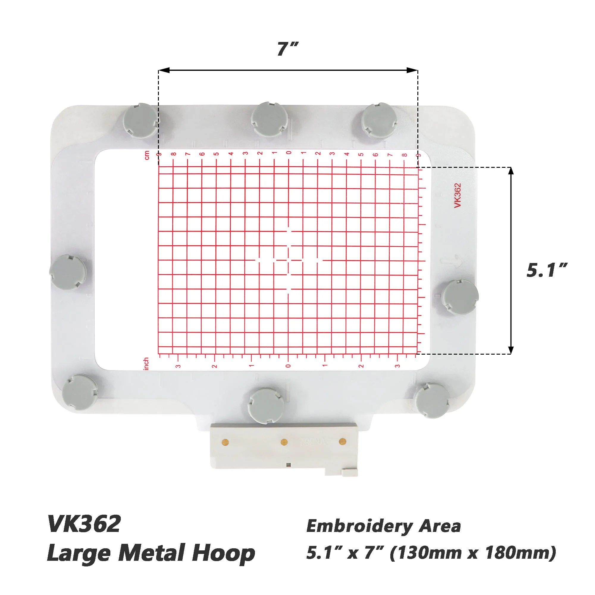 VK362 7x5inch 180x130mm Metal Mighty Magnetic Embroidery Hoop for Husqvarna Viking Machines Designer Diamond Ruby Topaz Series