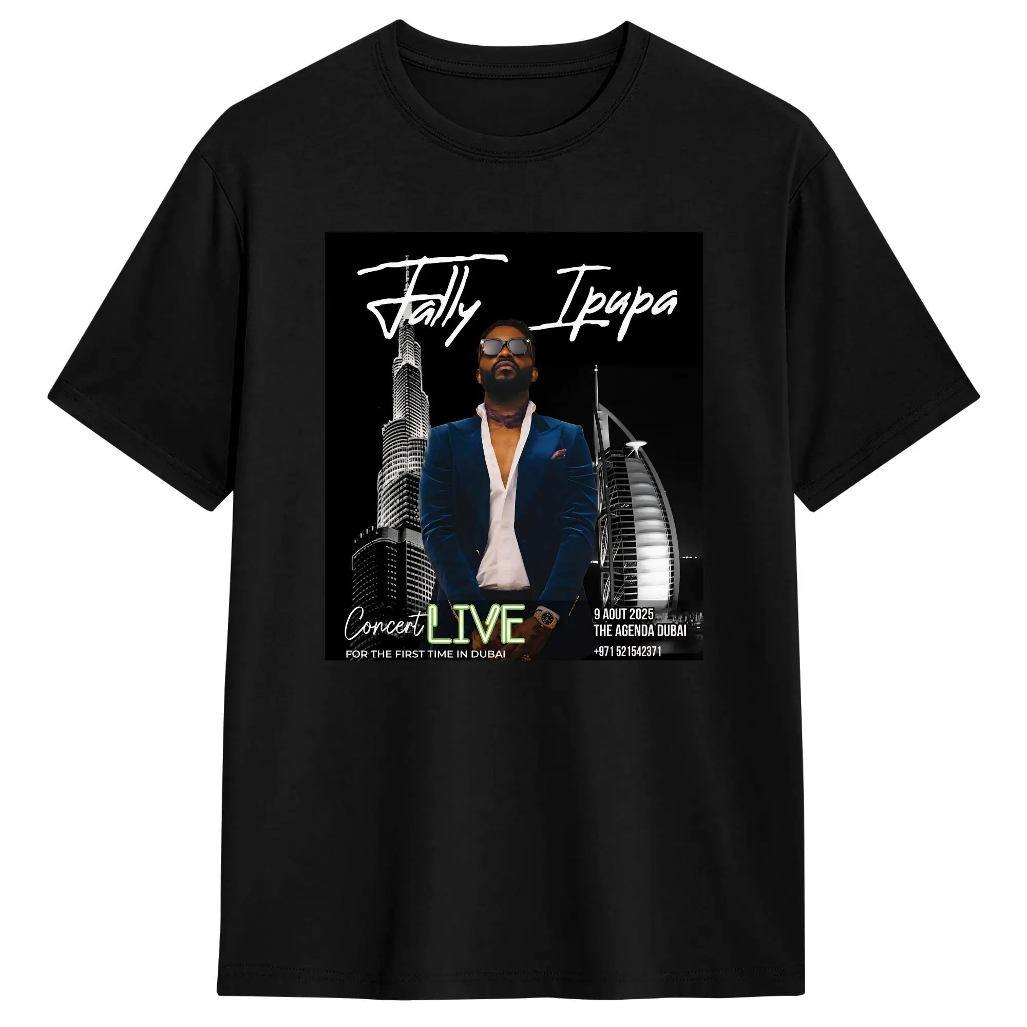 Мужская футболка Fally Ipupa Musician Awesome, футболки из 100% хлопка, футболка с короткими рукавами, топы с круглым вырезом, большие размеры