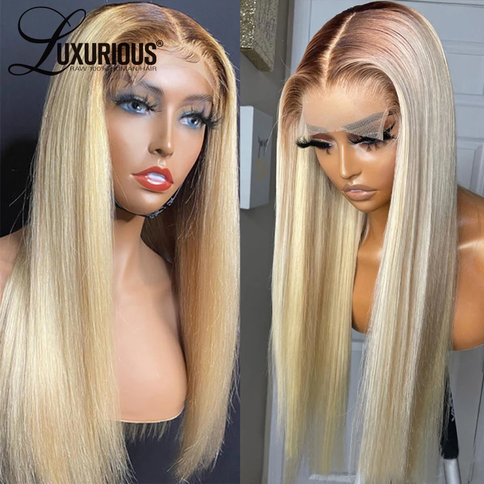 13X6 Ombre Blonde Lace Front Pruiken Voor Vrouwen Menselijk Haar 13X4 Straight Gekleurde Pruik Transparant 613 kant Frontale Peruaanse Remy Haar