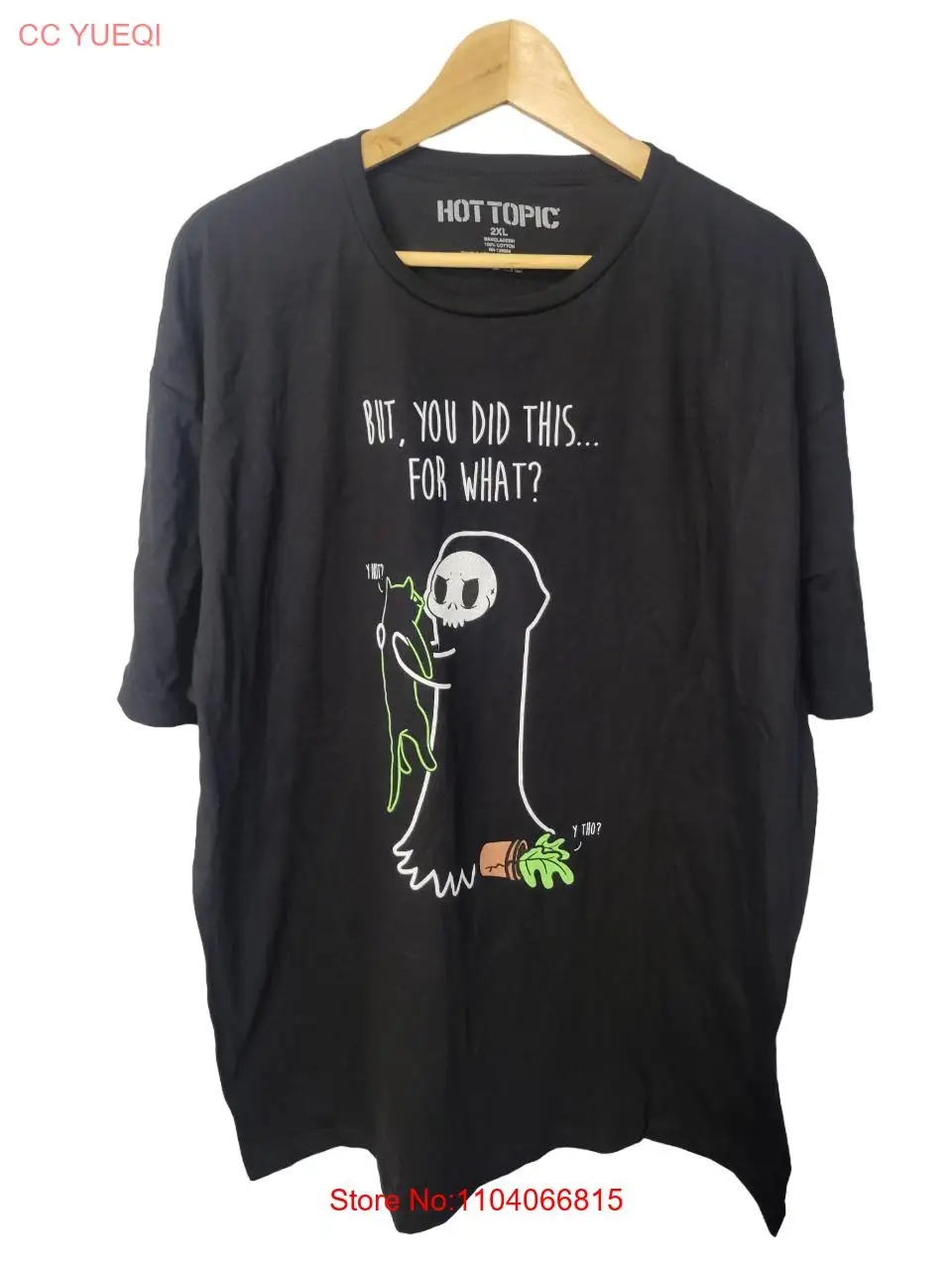 Hot Topic Black Grim Reaper Short Sleeve 100% Cotton Tee Men's T-shirt Size 2XL