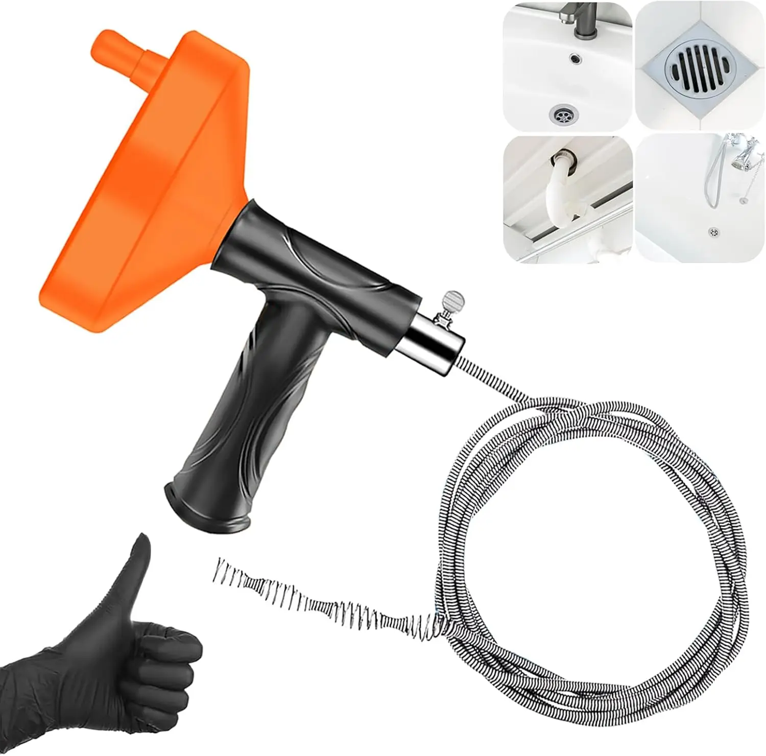 

33 Feet Drain Snake Auger, Plumbing Snake Drain Hair Clog Removal Tool, Sink Unclogger, Heavy Duty Toilet Snake Auger, Cleaner T