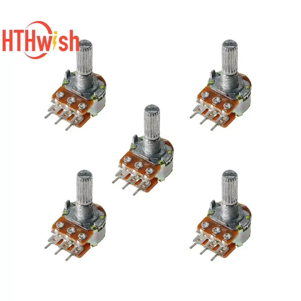 New 5pcs WH148 20MM 6Pin Dual Potentiometer B1K B2K B5K B10K B20K B50K B100K B250K B1M Ohm Variable Rotary Carbon Film Resistor