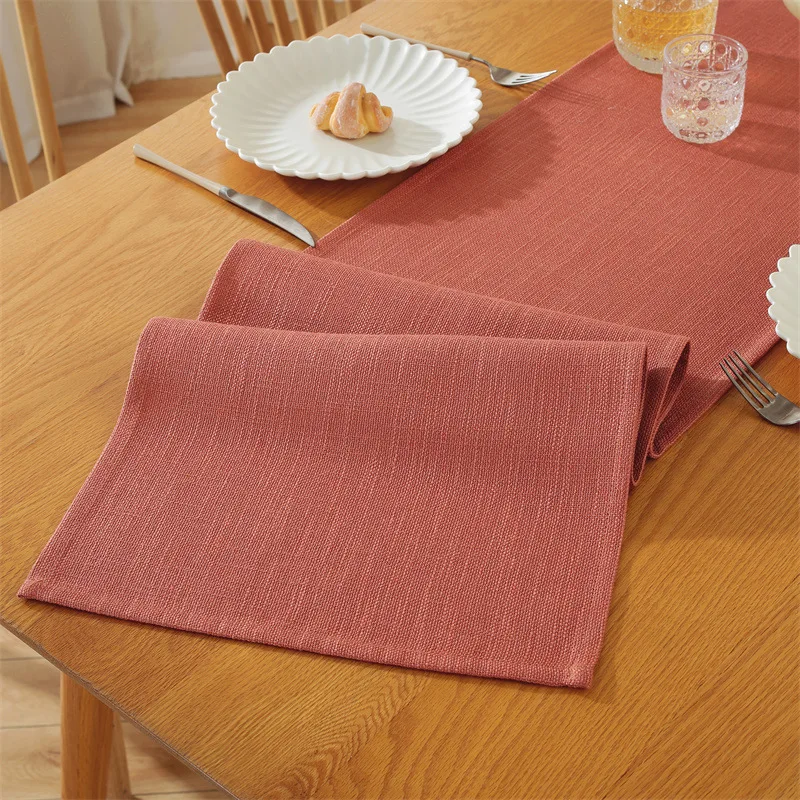 

Orange Solid Color Table Runner Washable Dust-proof Rustic for Hollow Coffee Kitchen Dining Home Party Table Decoration