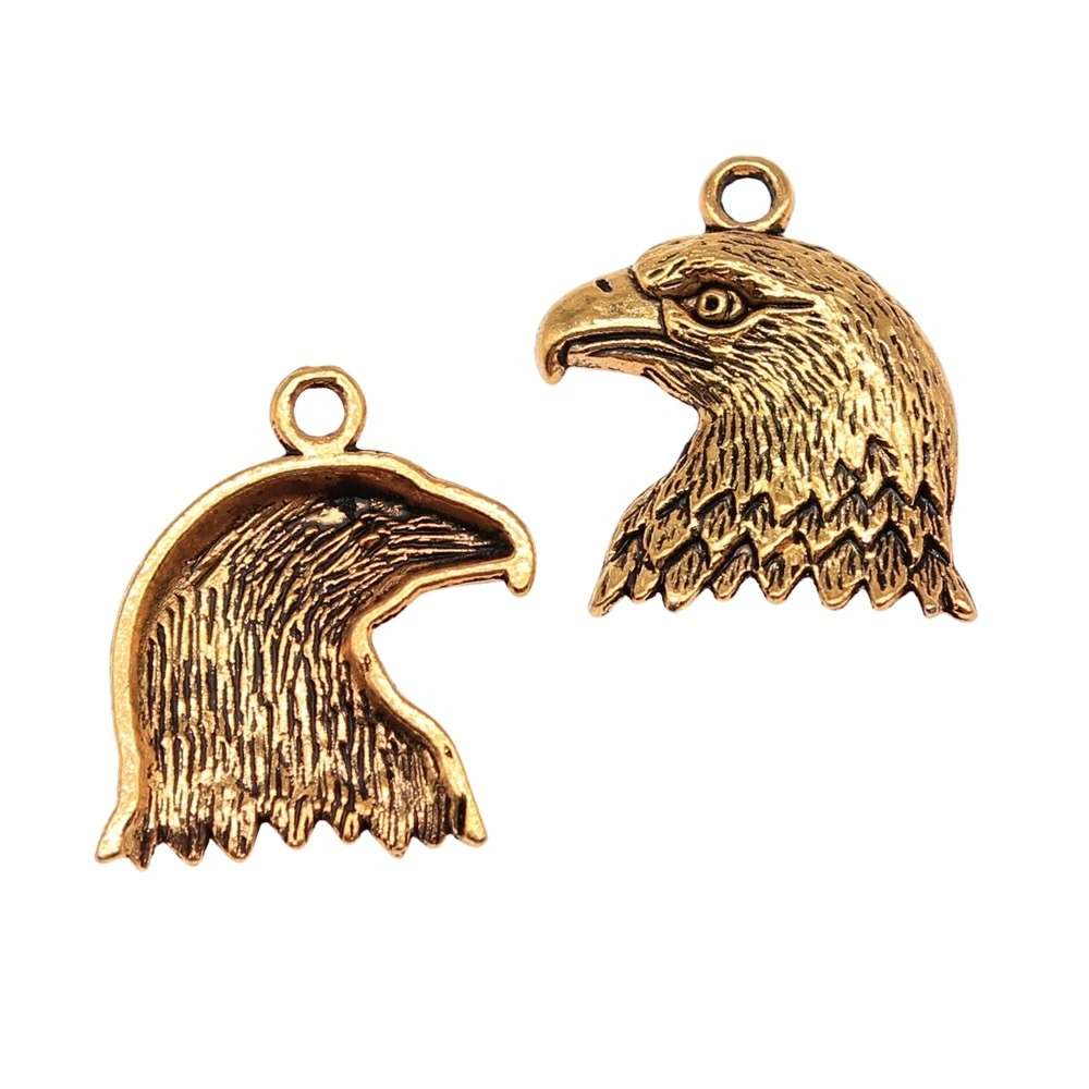 WYSIWYG 10pcs 21x19mm Eagle Head Charm Pendants For Jewelry Making Antique Silver Color Antique Gold Color