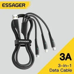 Essage 마이크로 USB C 타입 고속 충전기 데이터 케이블, IP 14, 13, 삼성, 샤오미, 화웨이용, 3 인 1