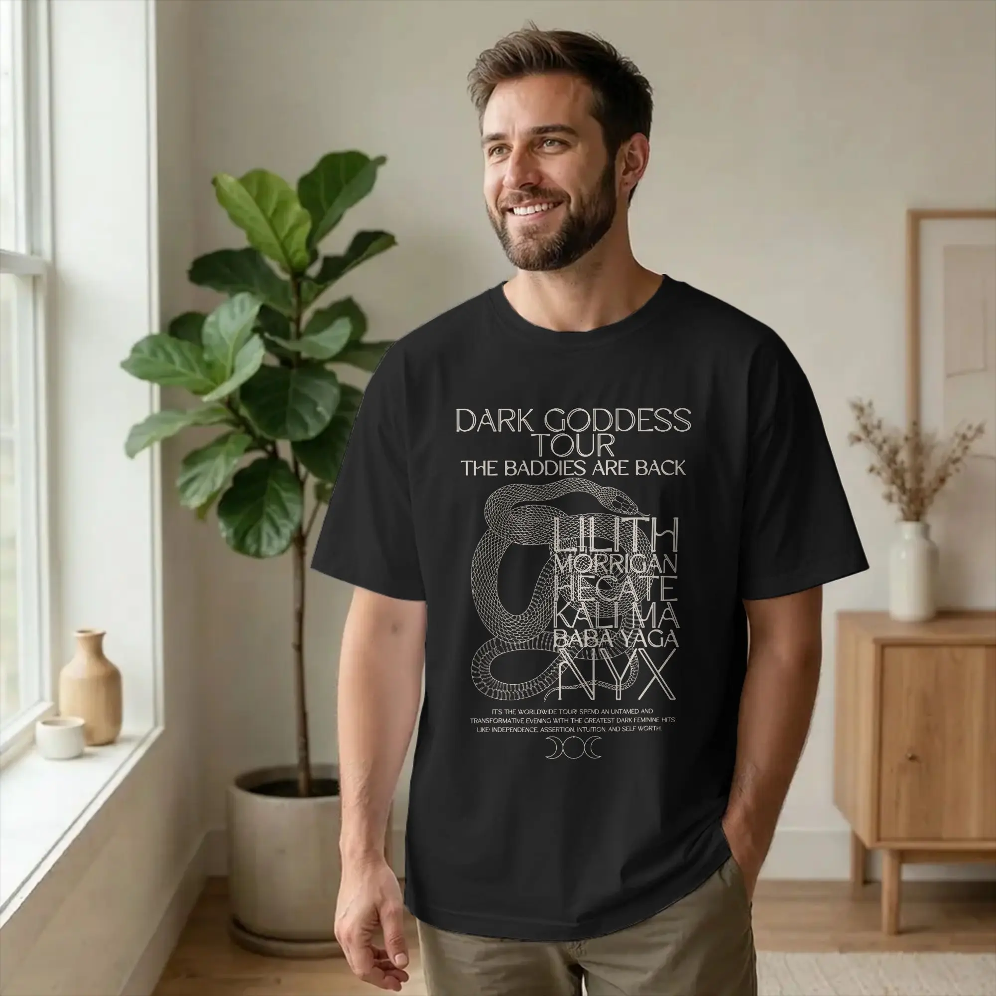 Casual Dark Goddess Tour Nyx Lilith Snake T-Shirt Men Round Collar Pure Cotton T Shirt Hecate Morrigan Tee Shirt Plus Size merch
