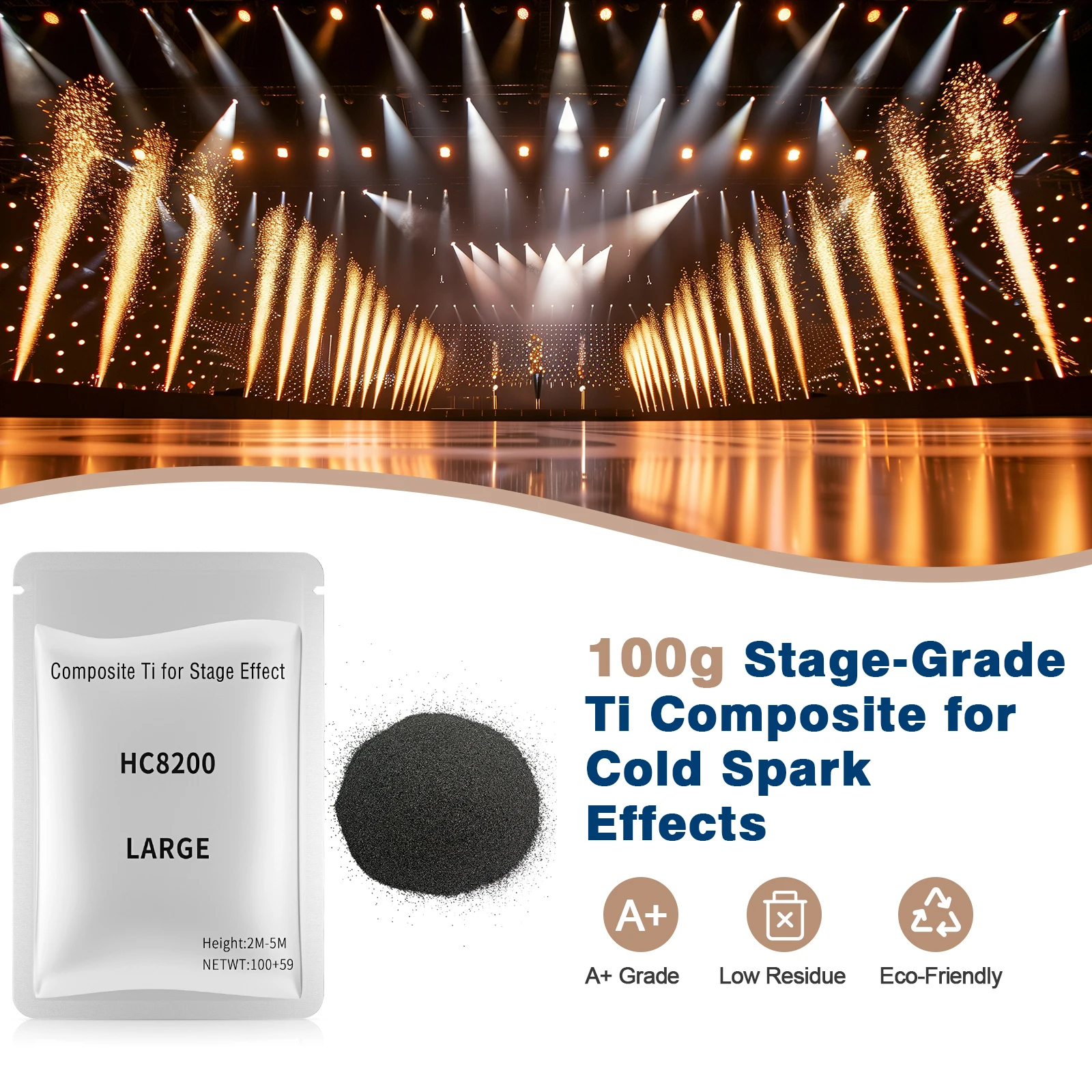Fieryzeal 100g Cold Sparks Machine Fuel 2/4/8/10PCS Outdoor Compound Titanium Powder for DMX Stage Effect Machine Party Wedding