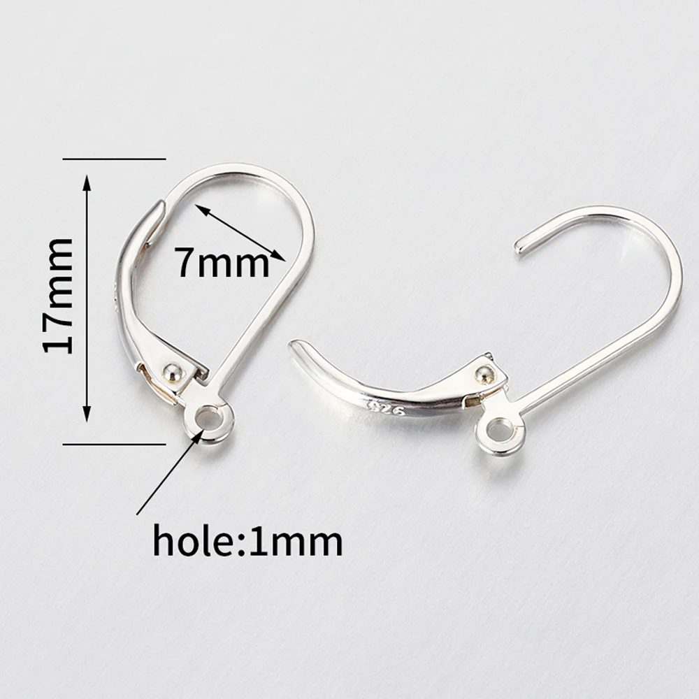 Pendientes de plata de ley 925 con gancho para la oreja, accesorios de Base para joyería DIY, 4 piezas