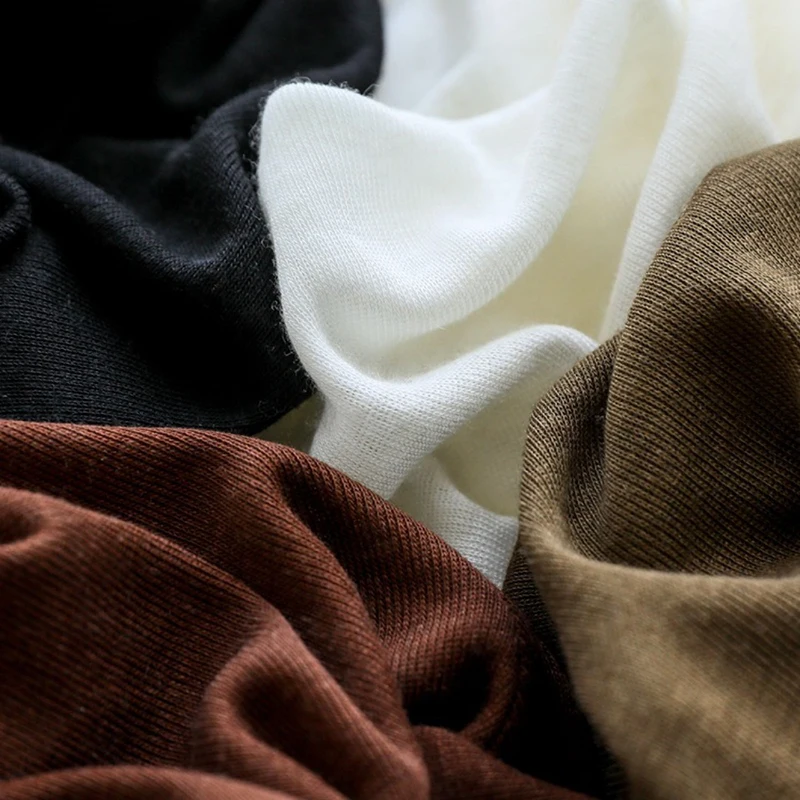 تي شيرت نسائي رقيق برقبة دائرية وأكمام طويلة من الصوف الصلب ملابس علوية أساسية غير رسمية لربيع وصيف 2024